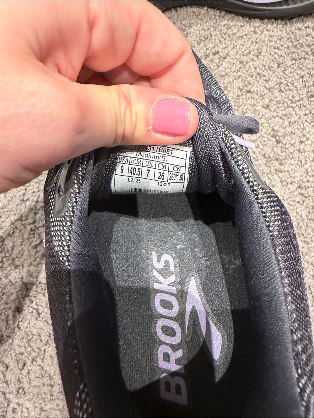 Brooks Women's Ghost Running Shoes in Gray with Light Purple Accent - Picture 4 of 5
